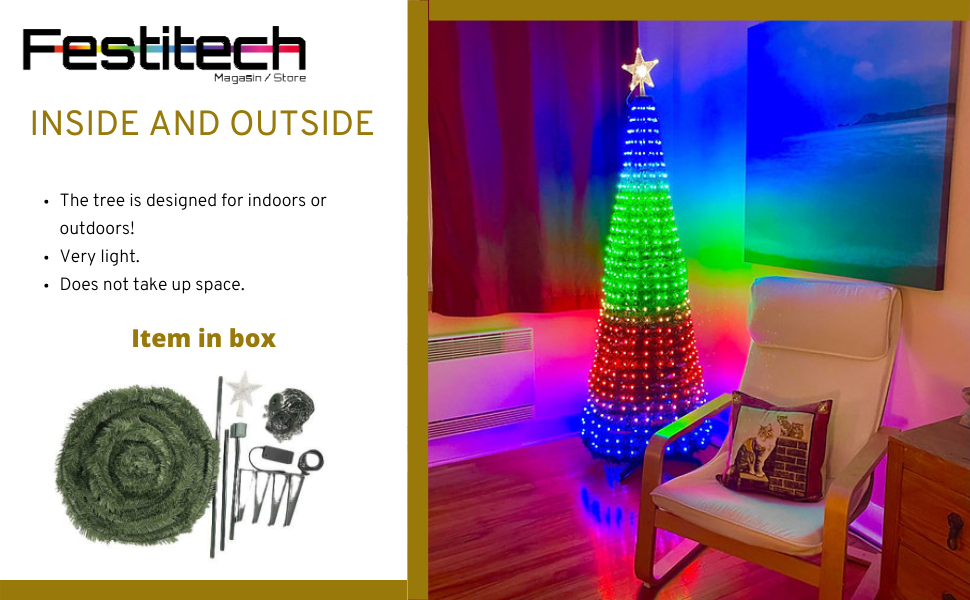 RGB Pixel LED Decoration Light - Foldable, Remote-Controlled via Phone, IP44, Indoor/Outdoor Use